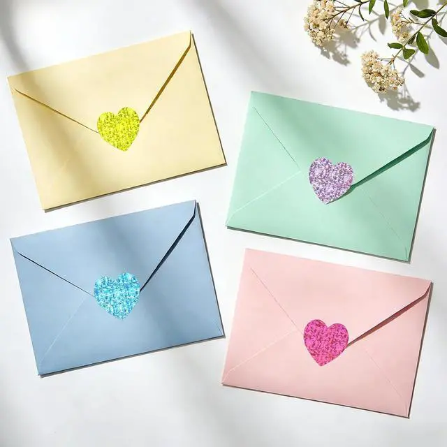 Alt view image 6 of 7 - Anwyll Heart Stickers - 500Pcs 1Inch Valentines Day Heart Stickers Holographic Colored Heart Shape Sticker for Reward Classroom Self Adhesive Love Incentive Sticker for Envelope Seal Birthday Wedding