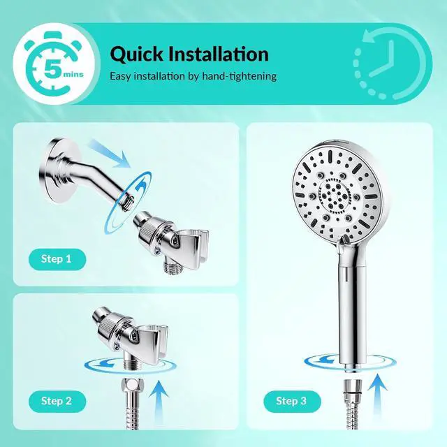 Alt view image 6 of 7 - Shower Head, High Pressure Filtered Shower Head with Handheld, Silver | 7 Modes Water Softer Rain Fall
