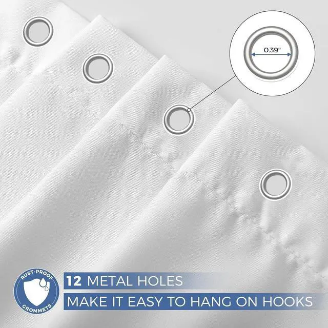 Alt view image 2 of 7 - downluxe Waterproof Fabric Shower Curtain Liner, Soft Cloth Shower Liner with 3 Magnets, Machine Washable & Hotel Quality Bathroom Curtain, 72" W x 72" L, White