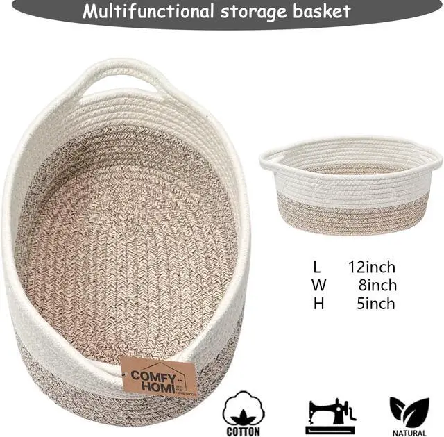 Alt view image 5 of 7 - COMFY-HOMI Oval Rope Basket with Handles for Shelves,Toys,Book, Cloth Storage Baskets for Organizing Toy Decorative Organizer for Living Room, Bathroom