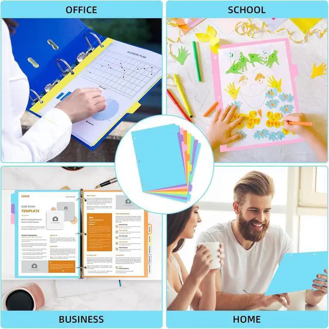 Alt view image 6 of 7 - 3 Ring Binder Dividers with TAB,24PCS/3 Set Plastic File Dividers,8 Tab 3 Hole Punch Dividers,Pastel Color,Letter Size,3 Sets
