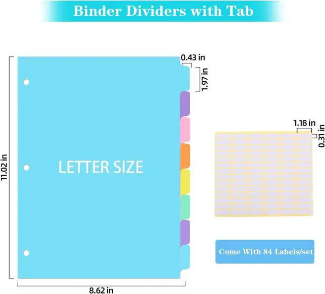 Alt view image 3 of 7 - 3 Ring Binder Dividers with TAB,24PCS/3 Set Plastic File Dividers,8 Tab 3 Hole Punch Dividers,Pastel Color,Letter Size,3 Sets