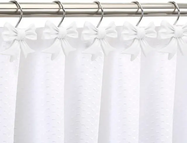 Alt view image 4 of 6 - CHICTIE Decorative Shower Curtain Hooks, Bow Knot Shower Curtain Rings Hooks for Bathroom Baby Kids Room Rustproof Shower Hooks (White)