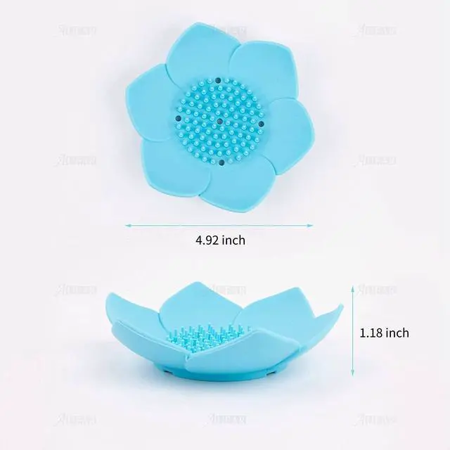 Alt view image 2 of 7 - AUEAR, 4 Pack Lotus Flower Shape Silicone Soap Dish Holder Stand for Bar