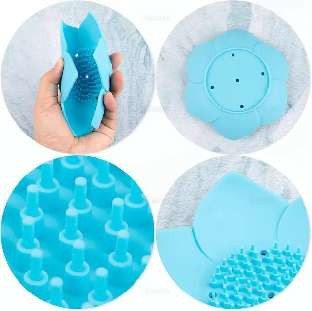 Alt view image 3 of 7 - AUEAR, 4 Pack Lotus Flower Shape Silicone Soap Dish Holder Stand for Bar