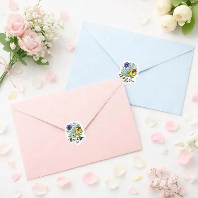 Alt view image 4 of 7 - Flower Thank You Stickers for Packaging, 200 Pcs Floral Envelope Seal Stickers, Thank You Labels for Small Business, Party Favors & Scrapbooking