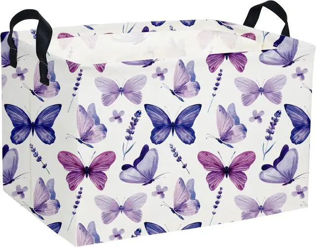 Main image of Rectangular Butterfly Baskets Storage Bins Organizer Box Room Decor for Home(Purple Butterfly)