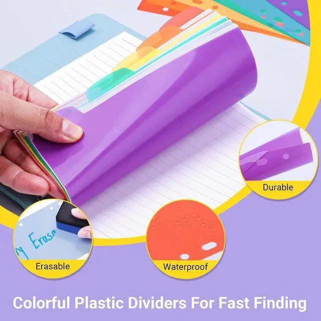 Alt view image 4 of 7 - Antner A6 Lined Refill Paper 6-Hole Planner Inserts for A6 6-Ring Refillable Notebook Binder, 135 Sheets/270 Pages Wide Ruled Loose Leaf Filler Paper with 12 PCS Binder Dividers for Journal Notes