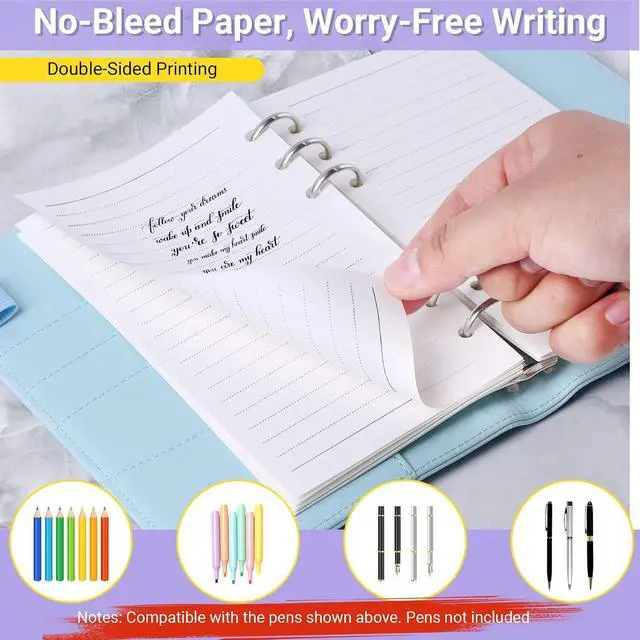 Alt view image 6 of 7 - Antner A6 Lined Refill Paper 6-Hole Planner Inserts for A6 6-Ring Refillable Notebook Binder, 135 Sheets/270 Pages Wide Ruled Loose Leaf Filler Paper with 12 PCS Binder Dividers for Journal Notes