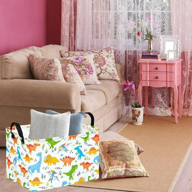 Alt view image 6 of 7 - Dinosaur Patter Gift Storage Basket Rectangle Storage Organizer for Nursery Hamper Home Bedroom Laundry Hamper Shelf Baskets.