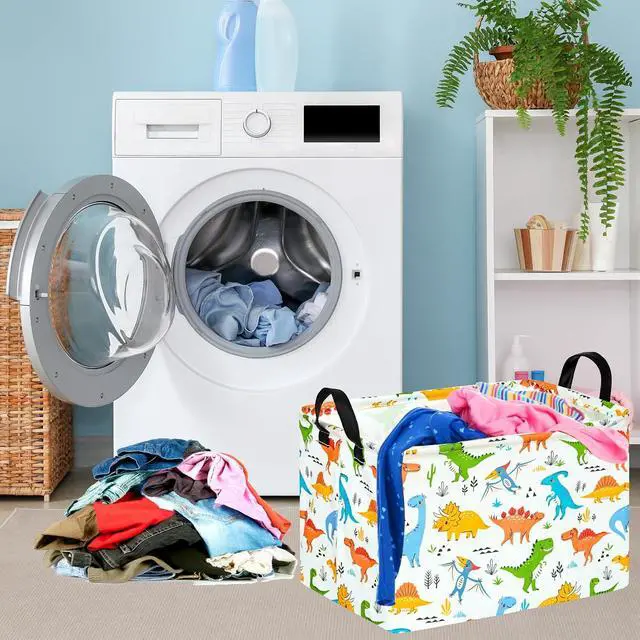 Alt view image 5 of 7 - Dinosaur Patter Gift Storage Basket Rectangle Storage Organizer for Nursery Hamper Home Bedroom Laundry Hamper Shelf Baskets.