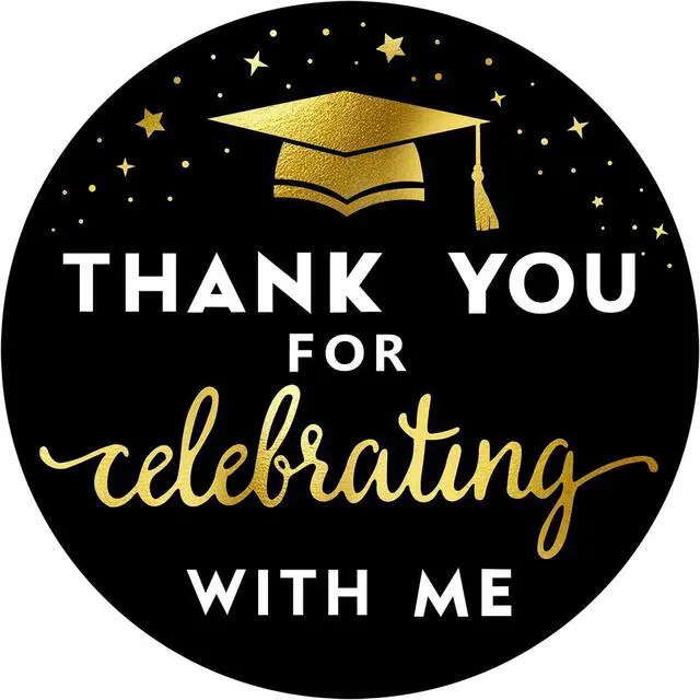 Main image of Thank You for Celebrating with Me Stickers Graduation Stickers | 2 Inch Metallic Gold Graduation Party Favor Sticker 120PCS Thank You Sticker for Envelope Seals Card