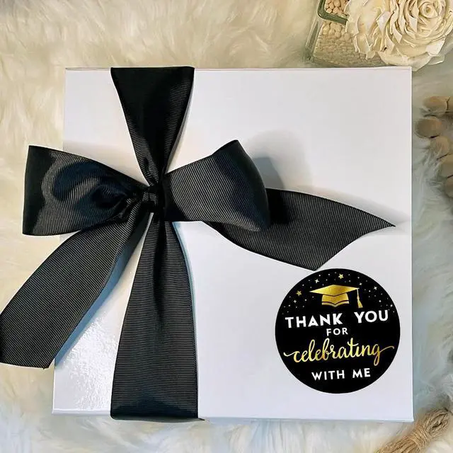 Alt view image 5 of 7 - Thank You for Celebrating with Me Stickers Graduation Stickers | 2 Inch Metallic Gold Graduation Party Favor Sticker 120PCS Thank You Sticker for Envelope Seals Card