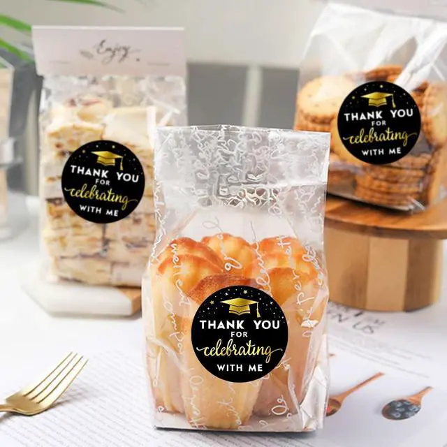 Alt view image 6 of 7 - Thank You for Celebrating with Me Stickers Graduation Stickers | 2 Inch Metallic Gold Graduation Party Favor Sticker 120PCS Thank You Sticker for Envelope Seals Card