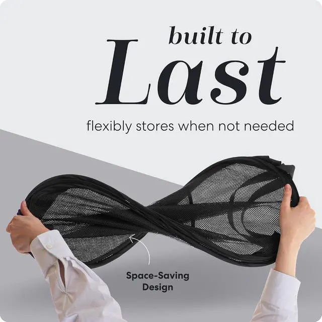 Alt view image 4 of 7 - Handy Laundry Collapsible Mesh Pop-Up Hamper with Side Pocket | Breathable mesh keeps clothes fresh; sturdy foldable build saves space. Wide opening makes loading easy. Available in black.