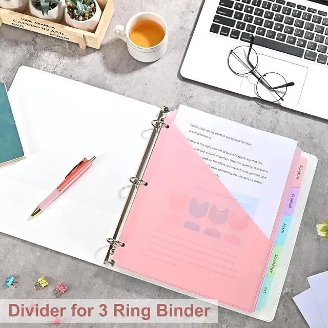 Alt view image 7 of 7 - 5 Tabs Dividers with Pockets for 3 Ring Binder, 5 Count Binder Dividers for US Letter Size, Tabbed Dividers for School, Office, and Home Organization, 5 Pastel Colors (1)