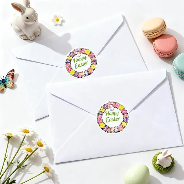 Alt view image 6 of 7 - Anwyll Easter Gift Stickers - Happy Easter Sticker 60Pcs 2Inch Easters Egg Bunny Rabbit Sticker Self Adhesive Easters Envelope Seals Labels Stickers for Basket Card Goodie Treat Bag Party Decoration