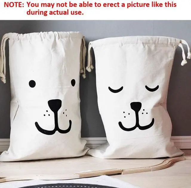 Alt view image 2 of 6 - Lependor Canvas Duffle Storage Carry Heavy Duty Basket Laundry Bag Reusable Wall Delicates with Drawstring Pouch Christmas Gift for Travel, Ladies Sweater - Smile,18" x 26"