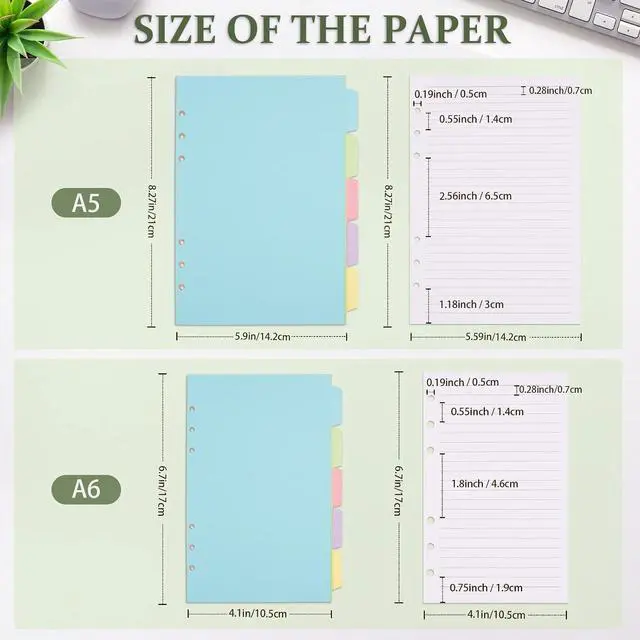 Alt view image 2 of 6 - A6 Refill Paper, 6 Ring Lined Paper with Binder Dividers, 240 Pages, White | A6 Binder Inserts for Budget Planner Journals Notebook, Planner Inserts for A6 6 Ring Binder, Loose Leaf Paper