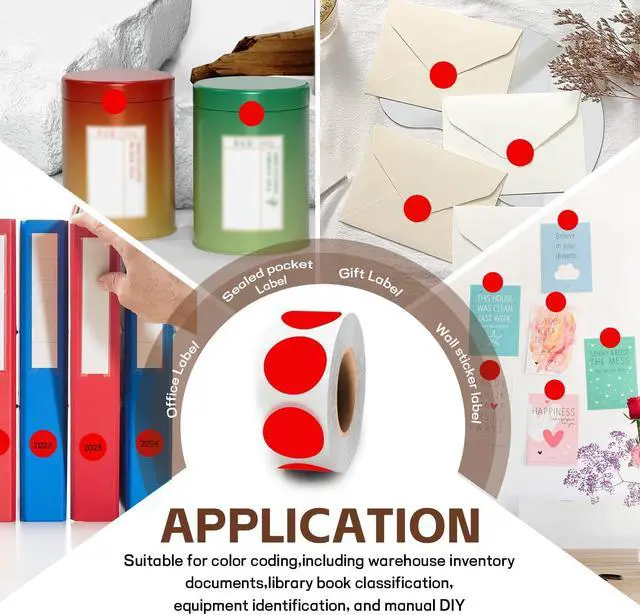Alt view image 7 of 7 - PARLAIM Red Dot Sticker 3/4 inch 500Pcs Round Color Coding Circle Label | 1.9cm Permanent Adhesive Circle Dots Stickers Perfect For Coding, Sealing Products and Envelopes, For Teachers Schools Use