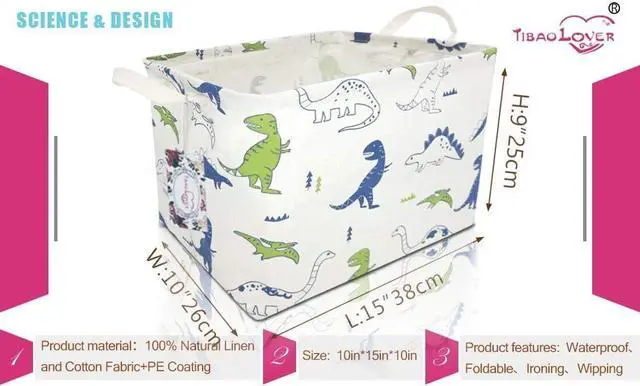 Alt view image 2 of 7 - Rectangular Kids Storage Basket Gift Basket Baby Storage Basket Cute Kids Toy Storage Bin Organizer Shelf Book Basket Room Decor(Polychrome Dinosaurs)