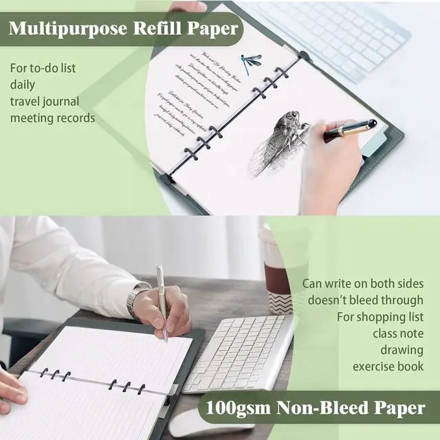 Alt view image 6 of 6 - A6 Refill Paper, 6 Ring Lined Paper with Binder Dividers, 240 Pages, White | A6 Binder Inserts for Budget Planner Journals Notebook, Planner Inserts for A6 6 Ring Binder, Loose Leaf Paper