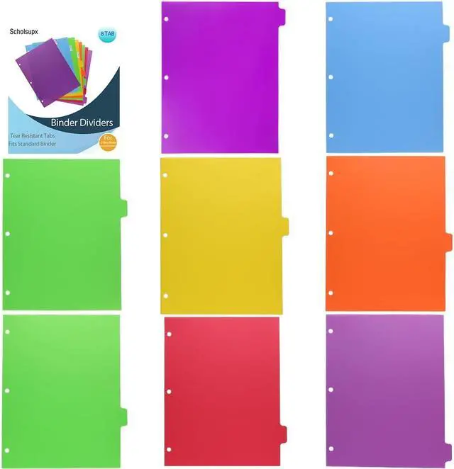 Alt view image 5 of 6 - 3 Set 5 Tab Binder Dividers, Plastic Binders Dividers with Tabs Colorful Big Tab Fit Standard 8.5 X 11 Sheets, Dividers for 3 Ring Binder