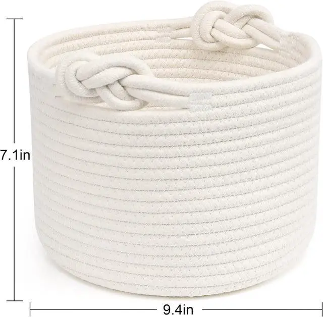 Alt view image 2 of 7 - ABenkle Small Woven Basket, Cotton Rope Shelf Storage Basket, Small Round Easter Basket, Cute Basket, Decorative Round Bin for Nursery Bedroom Bathroom, 9.4" x 9.4"x 7.1" Empty Gift Basket