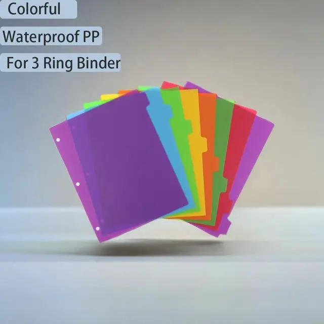 Alt view image 7 of 7 - Binder Dividers for 3 Ring Binder, 8 Tab Set, Durable Plastic Dividers with Tabs for Letter Size, Colorful Notebook Dividers for for Office, School