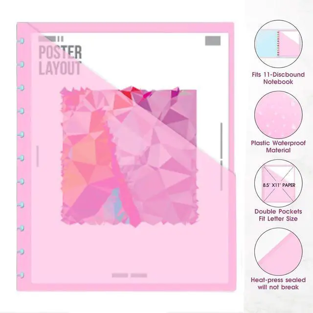 Alt view image 2 of 7 - Discbound Dividers 8.5 x 11 Letter Size Plastic Dis Planner 2 Pocket-8 PCS | 11 disc folder pocket , Patel color Fit 8.5" x 11" Paper Notebook with Pockets 11 Disc Folder for Office Home School (8)