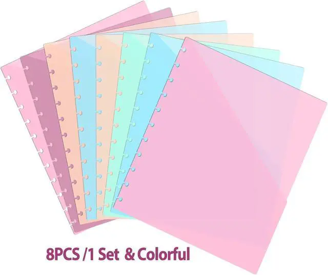 Alt view image 3 of 7 - Discbound Dividers 8.5 x 11 Letter Size Plastic Dis Planner 2 Pocket-8 PCS | 11 disc folder pocket , Patel color Fit 8.5" x 11" Paper Notebook with Pockets 11 Disc Folder for Office Home School (8)