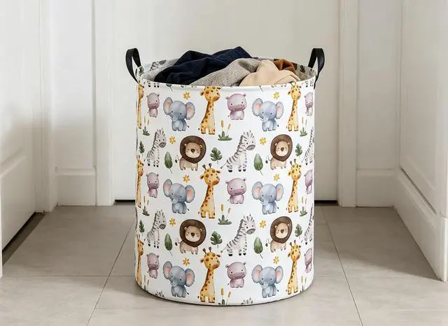 Alt view image 6 of 6 - DDBASKE Laundry Basket Animal Hamper for Nursery Cute Storage Bin Organizer Room Decor for Home(Zoo)