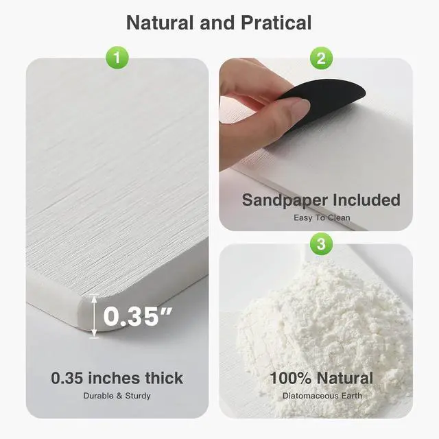 Alt view image 4 of 7 - Premium Stone Faucet Mat for Kitchen Sink, 30" x 4" White | Quick Drying & Water Absorbent, Sink Splash Guard Tray for Prevents Moisture Buildup