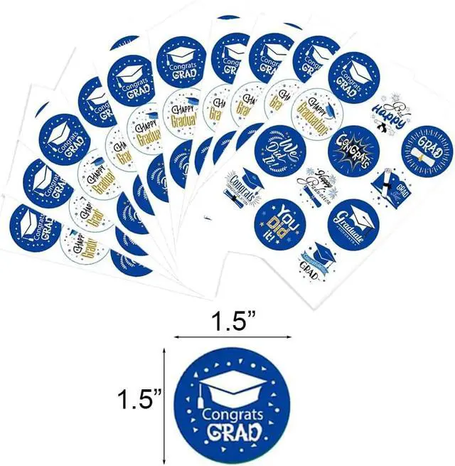 Alt view image 2 of 2 - 120Pcs 2026 Graduation Stickers Class of Stickers Graduation 1.5" Gift Tags for Envelopes Candy Decorations for Envelope Seal Cards Boxes(Blue)