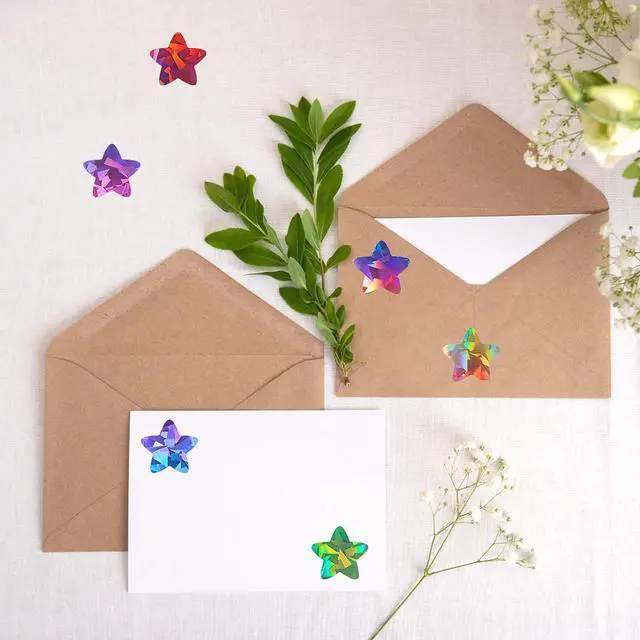 Alt view image 4 of 7 - Anwyll Star Stickers - 500Pcs 1Inch Holographic Colorful Star Shape Stickers for Reward Classroom Self Adhesive Stars Incentive Sticker Roll for Envelope Seal Card Craft Teacher Behavior Chart
