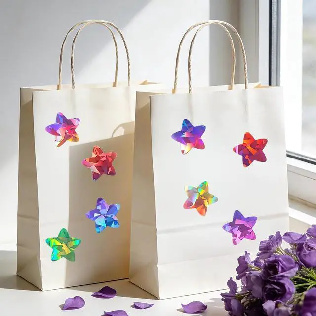 Alt view image 6 of 7 - Anwyll Star Stickers - 500Pcs 1Inch Holographic Colorful Star Shape Stickers for Reward Classroom Self Adhesive Stars Incentive Sticker Roll for Envelope Seal Card Craft Teacher Behavior Chart