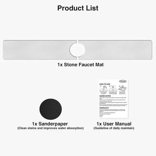 Alt view image 7 of 7 - Premium Stone Faucet Mat for Kitchen Sink, 30" x 4" White | Quick Drying & Water Absorbent, Sink Splash Guard Tray for Prevents Moisture Buildup
