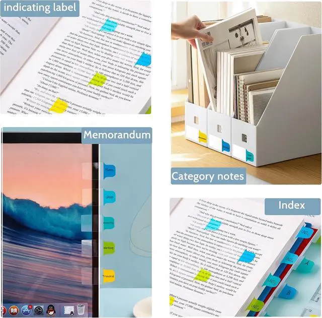 Alt view image 7 of 7 - Golcellia 6 Pcs Sticky Tabs - 600 Sheets 5 - Color Notebook Index Tabs - Sticky Flags, Page Tabs - Durable Divider & Binder Tabs for Books & Bibles