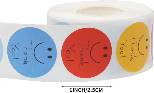 Alt view image 2 of 7 - 500 Smiley Thank You Stickers, 1 Inch Self-Adhesive Stickers for Envelopes, Holiday Cards, Gift Bags and Small Business Packaging (1 Pack)