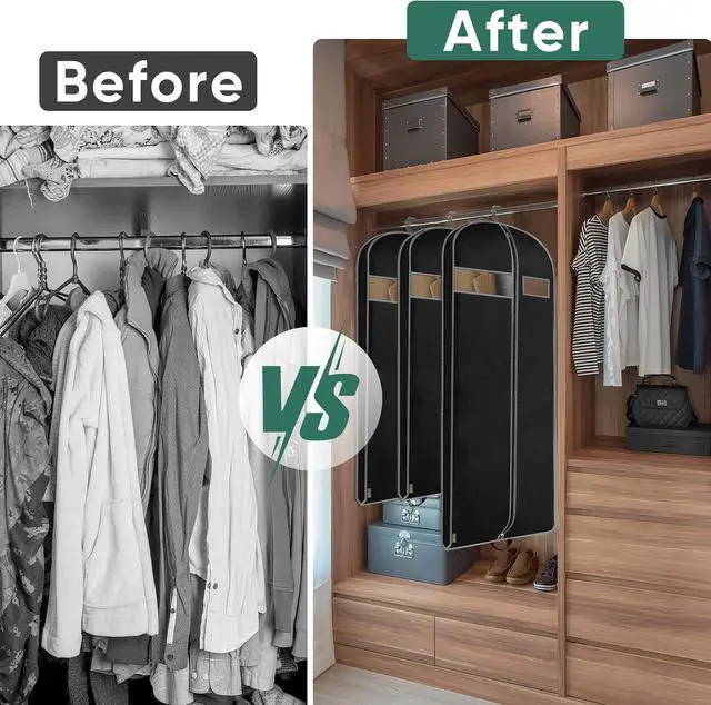 Alt view image 3 of 6 - BALEINE 1PK Garment Bags for Hanging Clothes, 43" Suit Bag for Travel | Breathable Material, Wrinkle-Free Storage, Extra Shoe Bag Included, Dust Protection, Clear ID Window, Multiple Size Options
