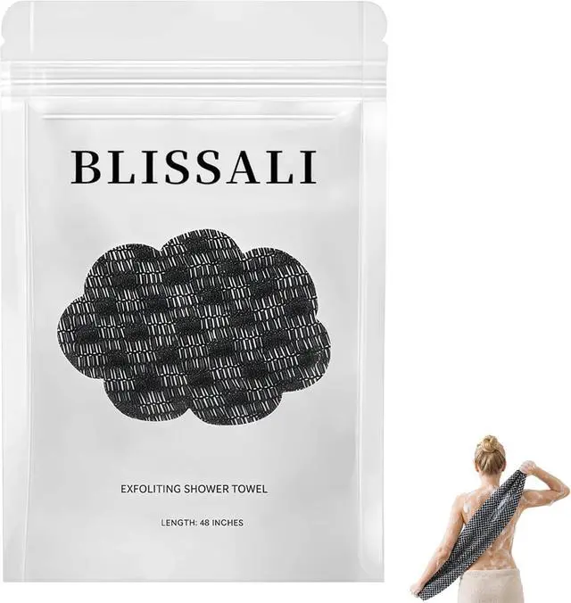Main image of Blissal Exfoliating Shower Towel,Advanced Exfoliating Microfiber Towel,2-in-1 Exfoliation Towels,Premium Scrub Bathroom Towel Set,Body Scrubber with 2 Sides for All Skin Types (Black)