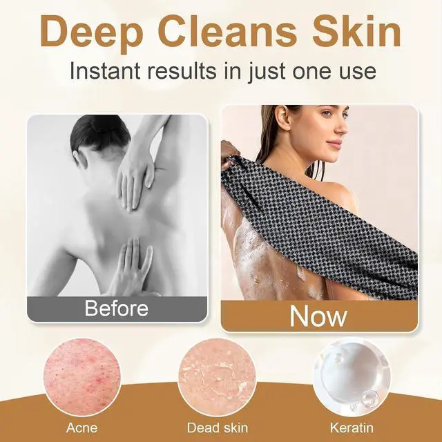 Alt view image 3 of 7 - Blissal Exfoliating Shower Towel,Advanced Exfoliating Microfiber Towel,2-in-1 Exfoliation Towels,Premium Scrub Bathroom Towel Set,Body Scrubber with 2 Sides for All Skin Types (Black)