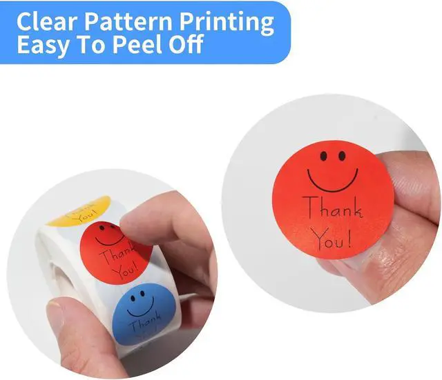 Alt view image 3 of 7 - 500 Smiley Thank You Stickers, 1 Inch Self-Adhesive Stickers for Envelopes, Holiday Cards, Gift Bags and Small Business Packaging (1 Pack)