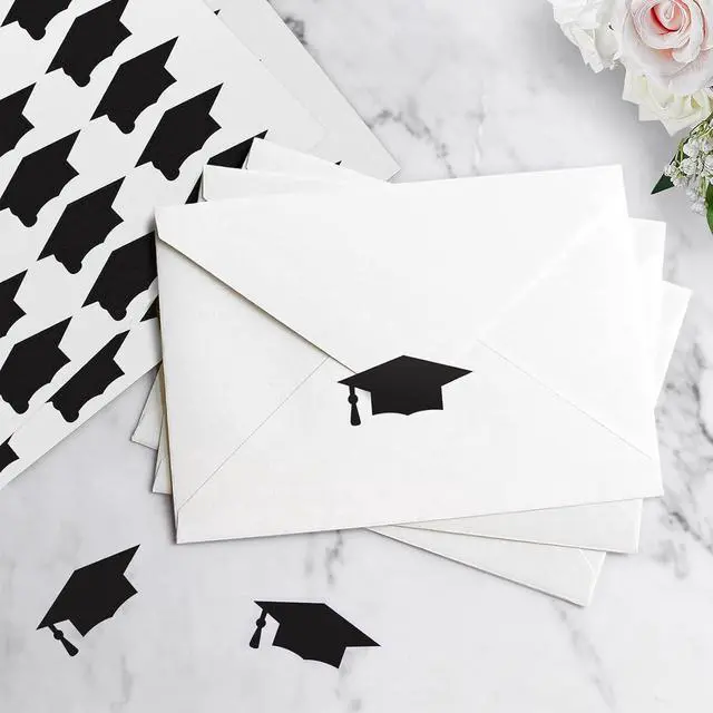 Alt view image 6 of 7 - Anwyll Graduation Cap Stickers 2026-600Pcs Black Graduation Hat Stickers Self-Adhesive Graduations Envelope Seal Sticker Congrats Grad Cap Sticker Class of 2026 for Senior College Grad Party Favor