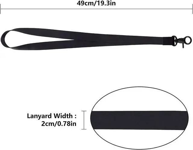 Alt view image 4 of 7 - Lanyard, Long Key Lanyard, Id Badge Lanyard for Women and Men, Cute Cool Lanyard Strap for Car Keys, Card Holder, Whistle, Keychain, Wallet (Pure Black)