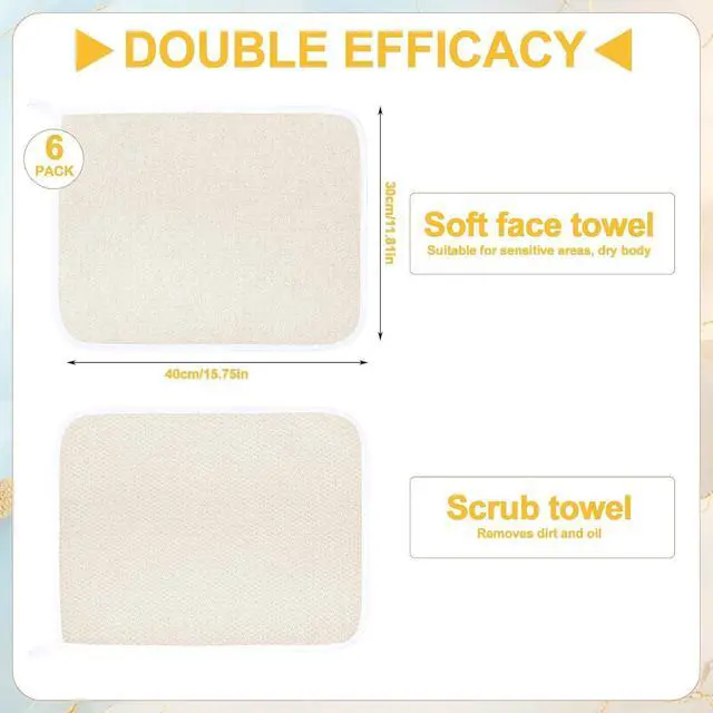 Alt view image 2 of 7 - 6 Pcs Nylon Exfoliating Wash Cloths Set 15.7 x 11.8 Inch | Soft Dual Sided Body Face Towels Kitchen Dish Scrubber Reusable Bath Spa Towel for Women Men Travel