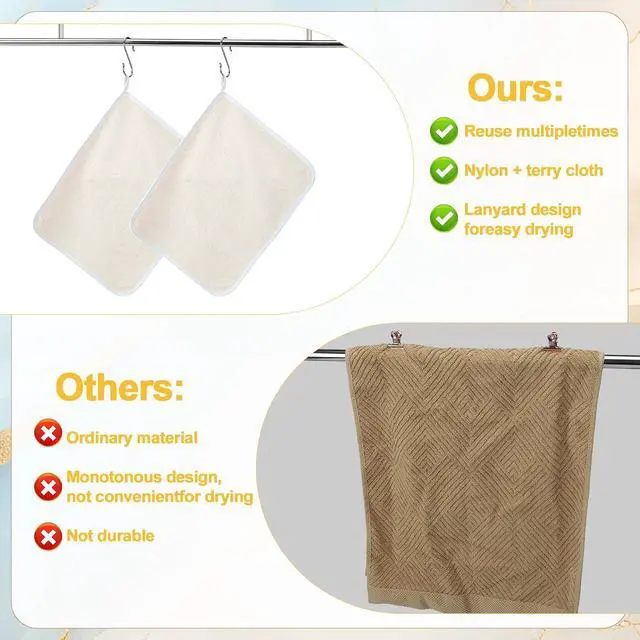 Alt view image 5 of 7 - 6 Pcs Nylon Exfoliating Wash Cloths Set 15.7 x 11.8 Inch | Soft Dual Sided Body Face Towels Kitchen Dish Scrubber Reusable Bath Spa Towel for Women Men Travel
