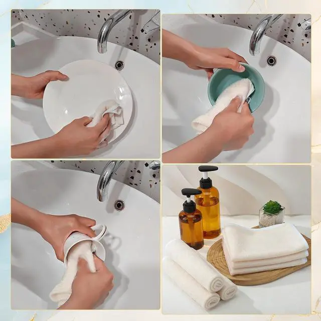 Alt view image 6 of 7 - 6 Pcs Nylon Exfoliating Wash Cloths Set 15.7 x 11.8 Inch | Soft Dual Sided Body Face Towels Kitchen Dish Scrubber Reusable Bath Spa Towel for Women Men Travel