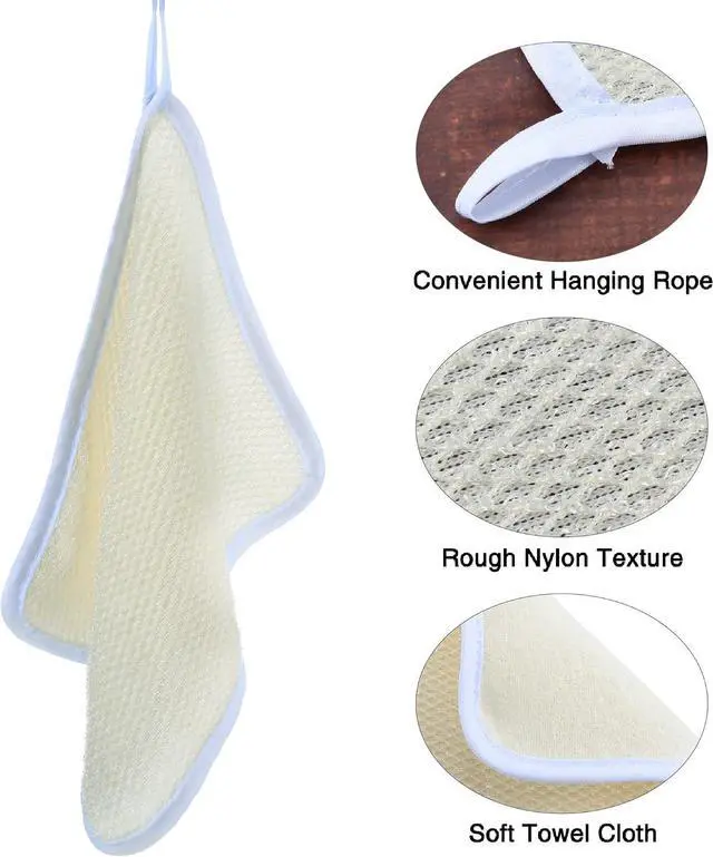 Alt view image 3 of 6 - Blulu 5 Pcs Exfoliating Washcloth Set, Dual Sided for Face and Body, Bath Scrub Wash Cloth for Shower, Soft Body Exfoliating Cloth for Skin Care and Daily Use, 10.23 x 8.27 Inch