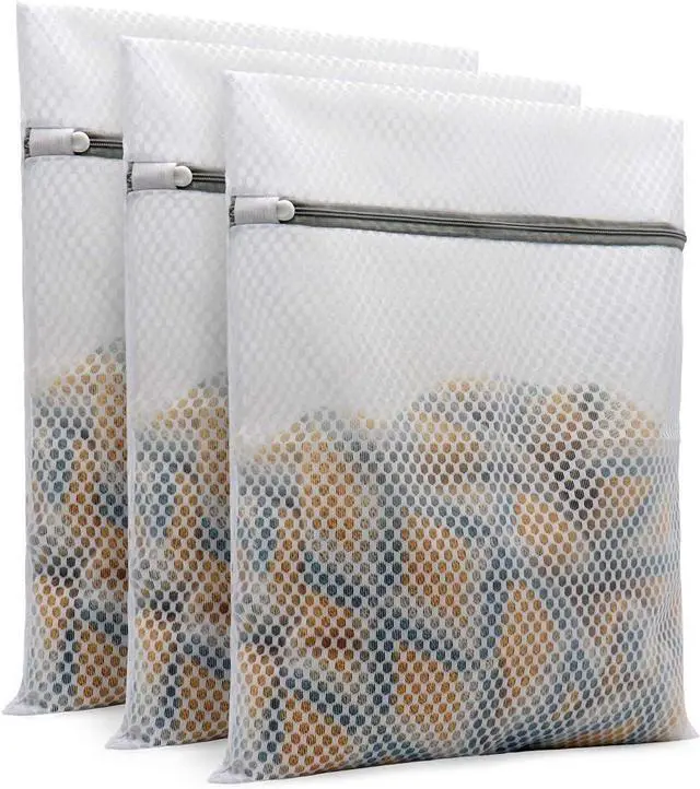 Main image of Muchfun 3Pcs Durable Honeycomb Mesh Laundry Bags for Delicates 12x16 Inches | (3 Medium)